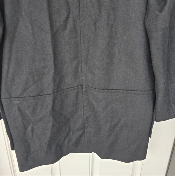 $157 Guess Wool Blend Long Jacket Women Medium Snap Buttons Black Pocket New - Picture 14 of 14